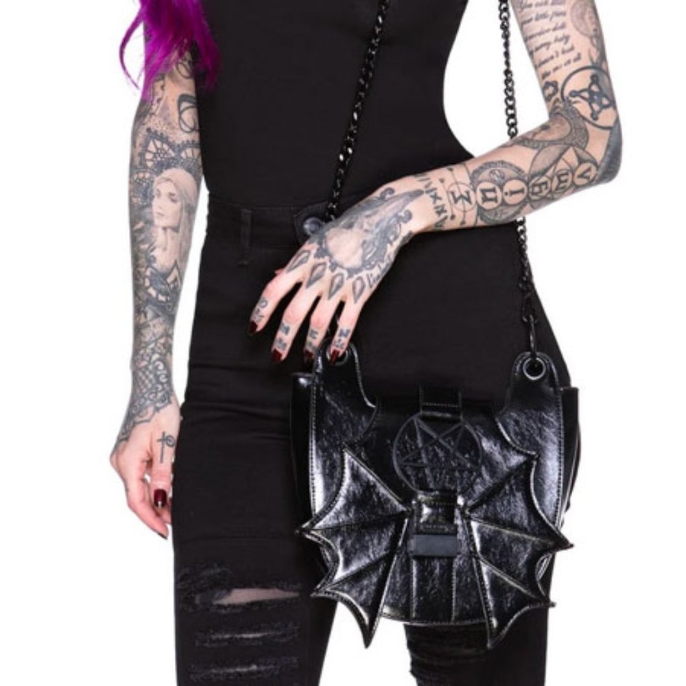 killstar Bat Pentagramn Zana Handbag purse nwt - Picture 2 of 12
